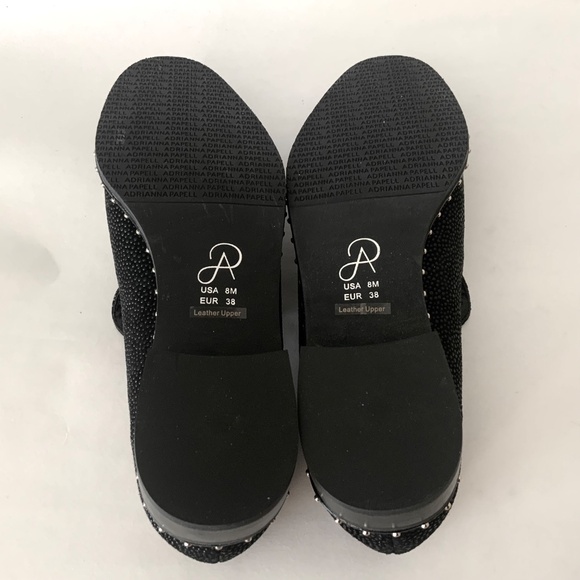 ADRIANNA PAPELL Prestyn Studded Loafers Black Sea Ray Leather block heel Shoes 8 - Picture 10 of 16